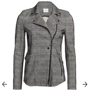 Akris Punto Glen Check Asymmetrical Black White Zip Jacket NWT Size 12